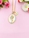 Aster Necklace, Gold Necklace, Mother of Pearl, September Flower, Birthday Gifts, N4883I