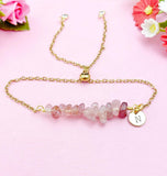Strawberry Quartz Bracelet in Silver or Gold, Natural Strawberry Quartz Gemstone Jewelry, N6120B