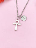 Ankh Egypt Cross Charm Silver Necklace, Ankh Egypt Cross  Jewelry Gift, N6200