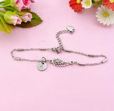 Angel Wings Charm Silver Bracelet, Guardian Angel Jewelry, Tarnish Resistant Stainless Steel Wing Pendants, N6285