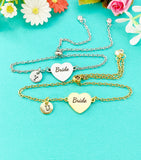Bride Bracelet, Gold or Silver Heart Bride Jewelry, Wedding Gift, D581