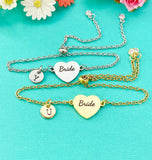 Bride Bracelet, Gold or Silver Heart Bride Jewelry, Wedding Gift, D581