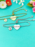 Bridesmaid Bracelet, Gold or Silver Heart Bridesmaid Jewelry, Perfect Wedding Gift, D582
