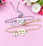 Maid of Honor Bracelet, Gold or Silver Heart Maid of Honor Jewelry, Wedding Gift, D580