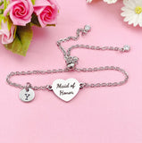 Silver Maid of Honor Bracelet, Gold or Silver Heart Maid of Honor Jewelry, Wedding Gift, D580S