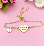 Gold  Matron of Honor Bracelet, Gold or Silver Heart Matron of Honor Jewelry, Wedding Gift, D579G