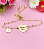 Gold  Matron of Honor Bracelet, Gold or Silver Heart Matron of Honor Jewelry, Wedding Gift, D579G