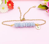 Angelite Bracelet, Silver or Gold Natural Angelite Gemstone Jewelry, Necklace Option, N5871B