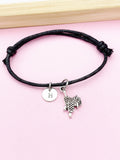 Saddle Charm Adjustable Waxed Cord Bracelet, Horse Saddle Jewelry, N6197L