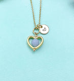 Angelite Heart Necklace in Gold, Natural Angelite Gemstone Jewelry, N6342H