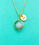 Angelite Necklace in Gold or Silver, Natural Angelite Gemstone Jewelry, N6344