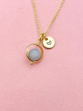 Angelite Necklace in Gold or Silver, Natural Angelite Gemstone Jewelry, N6344