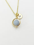 Angelite Necklace in Gold or Silver, Natural Angelite Gemstone Jewelry, N6344