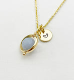 Angelite Necklace in Gold or Silver, Natural Angelite Gemstone Jewelry, N6344