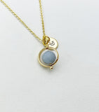 Angelite Necklace in Gold or Silver, Natural Angelite Gemstone Jewelry, N6344