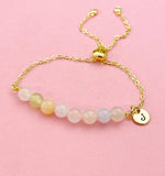 Morganite Bracelet, Gold Natural Morganite Gemstone Jewelry, N6347