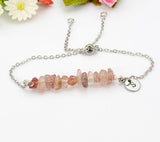 Silver Strawberry Quartz Bracelet, Natural Strawberry Quartz Gemstone Jewelry, N6120S