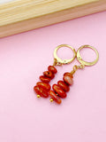 Carnelian Earrings in Gold or Silver, Natural Carnelian Gemstone Jewelry, N6350