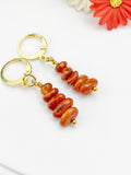 Carnelian Earrings in Gold or Silver, Natural Carnelian Gemstone Jewelry, N6350