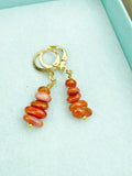 Carnelian Earrings in Gold or Silver, Natural Carnelian Gemstone Jewelry, N6350