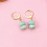 Regalite Imperial Jasper Sea Sediment Jasper Earrings in Gold or Silver, Pale Turquoise, Natural Gemstone Jewelry, N6362E