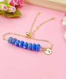 Natural Regalite Imperial Jasper Sea Sediment Jasper Bracelet, Royal Blue, Gold Natural Gemstone Jewelry, N6363B