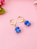 Regalite Imperial Jasper Sea Sediment Jasper Earrings in Gold or Silver, Royal Blue, Natural Gemstone Jewelry, N6363E