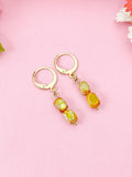 Regalite Imperial Jasper Sea Sediment Jasper Earrings in Gold or Silver, Cuboid, Orange, Natural Gemstone Jewelry, N6366