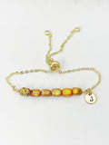 Natural Regalite Imperial Jasper Sea Sediment Jasper Bracelet, Cuboid, Orange, Gold Natural Gemstone Jewelry, N6366B