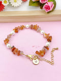 Carnelian Shell Pearl Bracelet, Gold Natural Carnelian Gemstone Jewelry, N6301