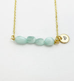 Larimar Necklace, Gold Natural Larimar Gemstone Jewelry, Bracelet Option, N6306