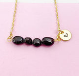 Garnet Necklace, Gold Natural Garnet Gemstone Jewelry, Bracelet Option, N6307