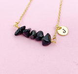 Obsidian Necklace, Gold Natural Obsidian Gemstone Jewelry, Bracelet Option, N6308