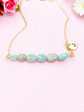 Amazonite Necklace, Gold Natural Amazonite Gemstone Jewelry, Bracelet Option, N6312A