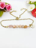 Sunstone Bracelet, Gold Natural Sunstone Gemstone Jewelry, Necklace Option, N6314