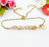 Sunstone Bracelet, Gold Natural Sunstone Gemstone Jewelry, Necklace Option, N6314