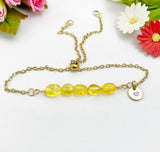 Citrine Bracelet, Gold Natural Citrine Gemstone Jewelry, Necklace Option, N6315