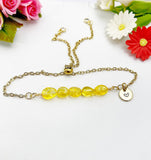 Citrine Bracelet, Gold Natural Citrine Gemstone Jewelry, Necklace Option, N6315