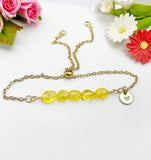 Citrine Bracelet, Gold Natural Citrine Gemstone Jewelry, Necklace Option, N6315
