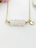 Rose Quartz Necklace, Gold Natural Rose Quartz Gemstone Jewelry, Bracelet Option, N6318