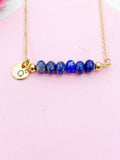Lapis Lazuli Necklace, Gold Natural Lapis Lazuli Gemstone Jewelry, Bracelet Option, N6324