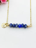 Lapis Lazuli Necklace, Gold Natural Lapis Lazuli Gemstone Jewelry, Bracelet Option, N6324