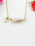 Shoushan Stone Necklace, Gold Synthetic Shoushan Stone Rondelle Gemstone Jewelry, Bracelet Option, N6326