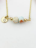 Shoushan Stone Necklace, Gold Synthetic Shoushan Stone Rondelle Gemstone Jewelry, Bracelet Option, N6326