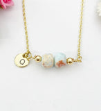 Shoushan Stone Necklace, Gold Synthetic Shoushan Stone Rondelle Gemstone Jewelry, Bracelet Option, N6326
