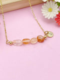 Quartz Necklace, Gold Natural Quartz Gemstone Jewelry, Bracelet Option, N6327