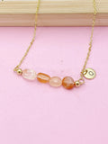 Quartz Necklace, Gold Natural Quartz Gemstone Jewelry, Bracelet Option, N6327