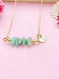 Hemimorphite Necklace, Gold Natural Hemimorphite Gemstone Jewelry, Bracelet Option, N6328