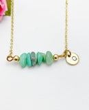 Hemimorphite Necklace, Gold Natural Hemimorphite Gemstone Jewelry, Bracelet Option, N6328