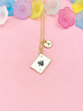 Ace of Spades Pendant Necklace, Poker Playing Card Jewelry, Casino Gift,  N5071